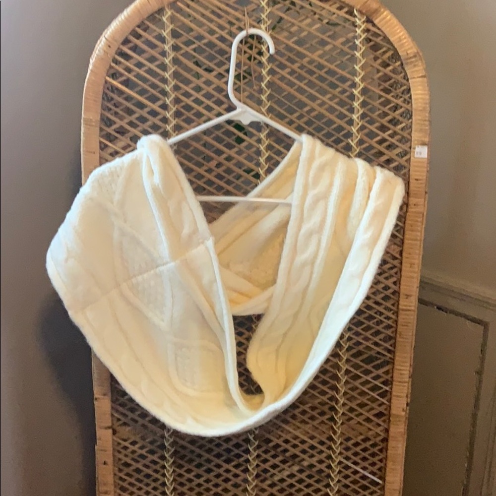 Knitted cream infinity scarf